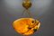 French Art Deco Amber Color Alabaster and Bronze Pendant Light, 1920s, Image 10