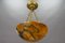 French Art Deco Amber Color Alabaster and Bronze Pendant Light, 1920s 4
