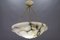 Art Deco French White and Black Alabaster and Brass Pendant Light, 1920s 8