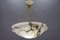 Art Deco French White and Black Alabaster and Brass Pendant Light, 1920s, Image 8