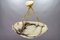 Art Deco French White and Black Alabaster and Brass Pendant Light, 1920s, Image 4