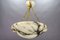 Art Deco French White and Black Alabaster and Brass Pendant Light, 1920s 3