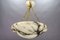 Art Deco French White and Black Alabaster and Brass Pendant Light, 1920s, Image 3