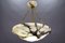 Art Deco French White and Black Alabaster and Brass Pendant Light, 1920s 2