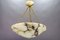 Art Deco French White and Black Alabaster and Brass Pendant Light, 1920s 7