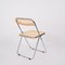 Silla Plia de paja y cromo de Giancarlo Piretti para Castelli, años 70, Imagen 4