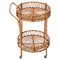 French Riviera Bamboo and Rattan Serving Bar Cart Trolley, 1960s 1