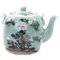 Chinese Hand-Painted Celadon Glazed Blossoms Teapot 1
