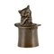 Antique Bronze Table Bell Depicting Cat in a Top Hat, 1880, Image 1