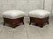 Large Mahogany and Bouclé Poufs, 1930s, Set of 2 12