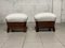 Large Mahogany and Bouclé Poufs, 1930s, Set of 2, Image 16