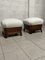 Large Mahogany and Bouclé Poufs, 1930s, Set of 2 11