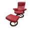 Vintage Leather Peace Stressless Lounge Chair & Ottoman from Ekornes, Set of 2 5