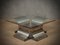 Mid-Century Steel and Glass Coffee Table by Francois Monnet, 1970s 1