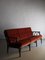 3-Sitzer Sofa aus dunklem Rattan mit Velours Kissen, 1980er 1