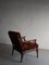 Dark Rattan and Velour Lounge Chair, 1980s, Image 2