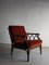 Dark Rattan and Velour Lounge Chair, 1980s, Image 1