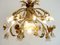 Lampadario floreale in metallo placcato oro e vetro di Murano, Italia, anni '80, Immagine 5