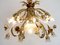 Italian Gold-Plated Metal and Murano Glass Flower Chandelier, 1980s 6