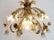 Lampadario floreale in metallo placcato oro e vetro di Murano, Italia, anni '80, Immagine 6