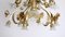 Lampadario floreale in metallo placcato oro e vetro di Murano, Italia, anni '80, Immagine 9