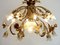 Italian Gold-Plated Metal and Murano Glass Flower Chandelier, 1980s 2