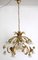Italian Gold-Plated Metal and Murano Glass Flower Chandelier, 1980s 1