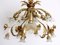 Italian Gold-Plated Metal and Murano Glass Flower Chandelier, 1980s 7
