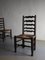 Brutalist Oak Ladder Back Chairs with Straw Seats, England, 1900s, Set of 4 13