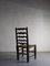 Brutalist Oak Ladder Back Chairs with Straw Seats, England, 1900s, Set of 4, Image 6