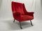 Red Velvet Armchair, 1960s 1