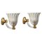 Murano Glass and Brass Flower Sconces attributed to Barovier, Italy, 1950s, Set of 2 14