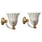 Murano Glass and Brass Flower Sconces attributed to Barovier, Italy, 1950s, Set of 2, Image 14
