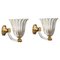 Murano Glass and Brass Flower Sconces attributed to Barovier, Italy, 1950s, Set of 2, Image 1