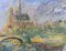 Joan Abelló Prat, Seine and Notre-Dame de Paris, Pastel Drawing 1