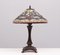 Lampe de Bureau Libellule Style Tiffany en Vitrail, 1980s 1