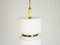 Lámpara colgante italiana de vidrio opalino blanco y latón de Oscar Torlasco para Lumi, años 50, Imagen 4