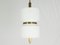 Lámpara colgante italiana de vidrio opalino blanco y latón de Oscar Torlasco para Lumi, años 50, Imagen 3