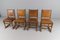 Spanish Leather and Wood Chairs, 1940s, Set of 4 5