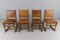 Spanish Leather and Wood Chairs, 1940s, Set of 4 4