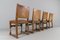 Spanish Leather and Wood Chairs, 1940s, Set of 4 6