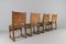 Spanish Leather and Wood Chairs, 1940s, Set of 4 7
