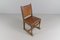Spanish Leather and Wood Chairs, 1940s, Set of 4 9