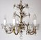 Antique Italian Gold-Plated Metal Crystal Flowers Chandelier, 1950s, Image 10