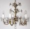 Antique Italian Gold-Plated Metal Crystal Flowers Chandelier, 1950s, Image 8