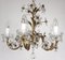 Antique Italian Gold-Plated Metal Crystal Flowers Chandelier, 1950s, Image 6