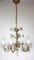 Antique Italian Gold-Plated Metal Crystal Flowers Chandelier, 1950s, Image 1