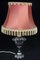 Versilberte Art Deco Tischlampe in Ziegenrosa mit rosa Seidenlampenschirm, 1930er 5