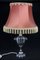 Lampe de Bureau Rose de Chèvre Argentée Art Déco avec Abat-jour en Soie Rose, 1930s 3