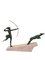 Marcel Bouraine / Demarco, Figurine Art Déco Hunting Atlanta ou Diana avec Antilope, 1920s, Métal sur Socle en Pierre 1